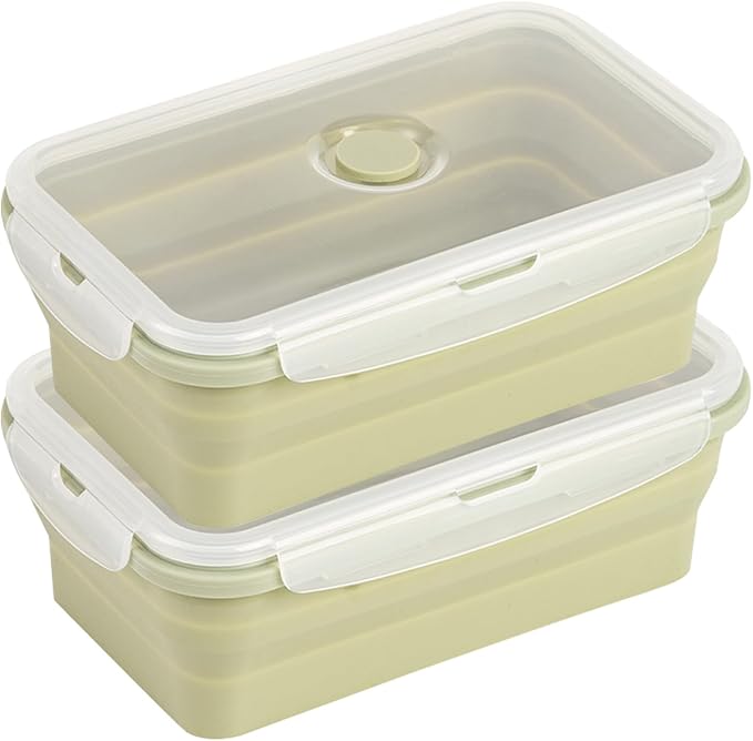 Collapsible Silicone Food Containers 1200ml 2 Pack Leakproof | Meal Prep Bowls for Kitchen & Camping, Airtight Lids, Microwave Freezer Dishwasher Safe, BPA free