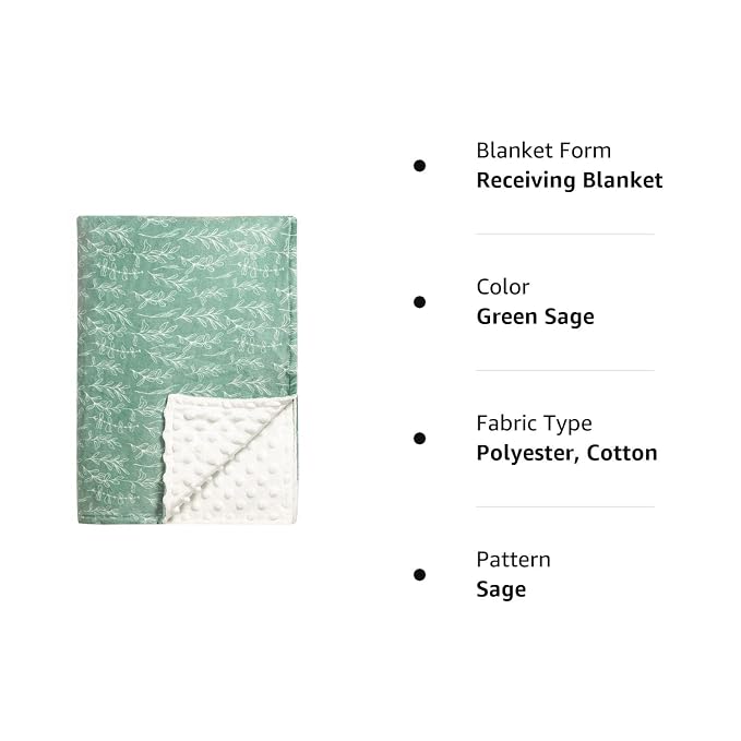 Green Sage Nursing Pillow Cover,Sage Minky Toddler Blanket for Boys Girls