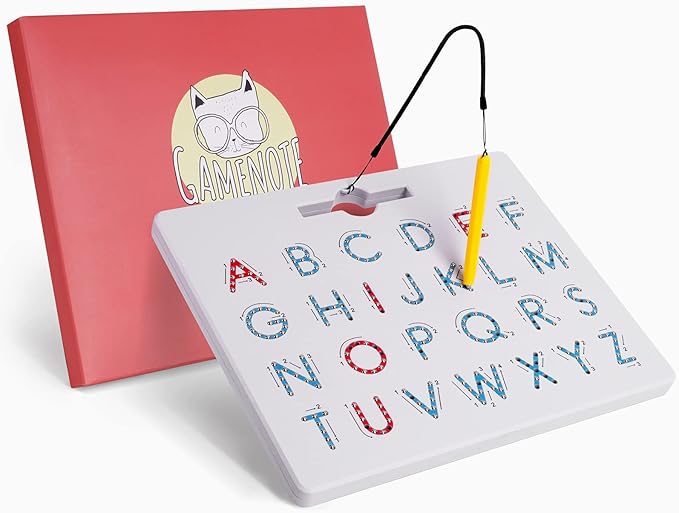 GAMENOTE Double Sided Magnetic Letter Board - 2 in 1 Alphabet Magnets Tracing Board for Toddlers ABC Letters Uppercase & Lowercase Practicing Learning Education Toys
