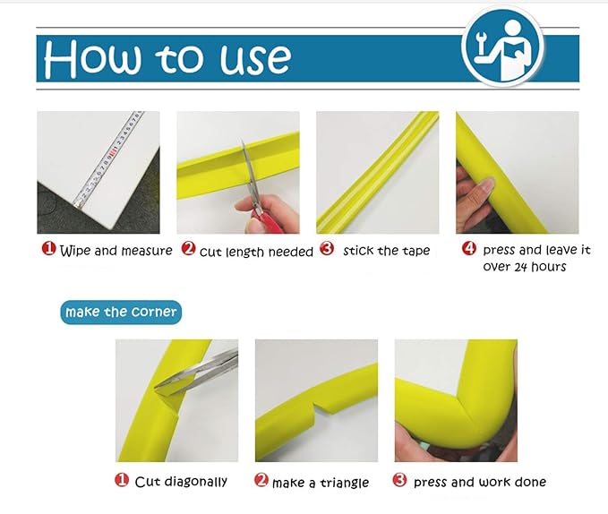 M2cbridge L Shape Extra Thick Furniture Table Edge Protectors Foam (Off White(13.1ft Edge + 4 Corners))
