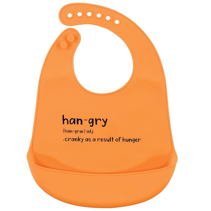 Hudson Baby Unisex Baby Silicone Bibs, Hangry, One Size
