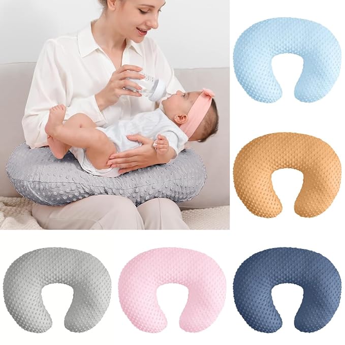 Minky Nursing Pillow Covers Ultra Soft Slipcovers for Breastfeeding for Baby Girls Boys, Feeding Pillow Cover Fits Standard Infant Support Pillows Positioners Nursing Pillow Case