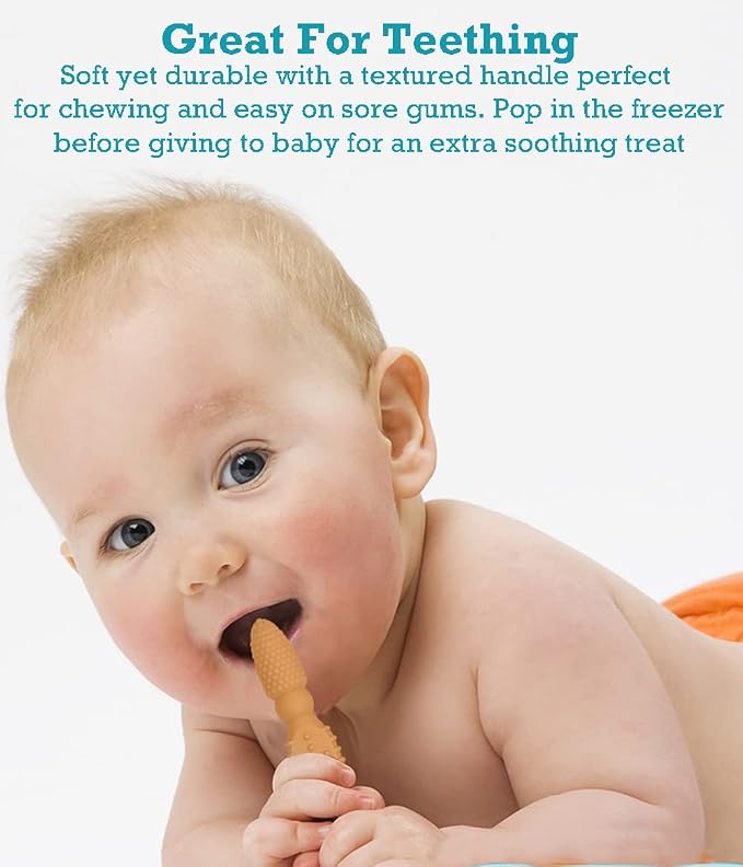 Baby's First Spoon | Self-Feeding Spoon | Toddler Utensil | BPA-Free Silicone 4-Pack (Natural Rose)
