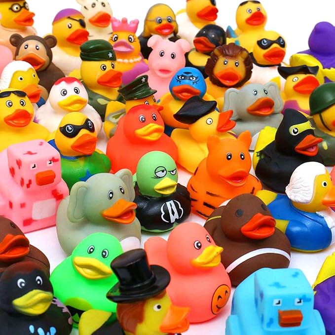 XY-WQ 200 Pack Rubber Duck for Jeeps Ducking - 2.3 Inch Bulk Floater Duck for Kids - Baby Bath Toy Assortment - Party Favors, Birthdays, Bath Time, and More (50 Varieties)