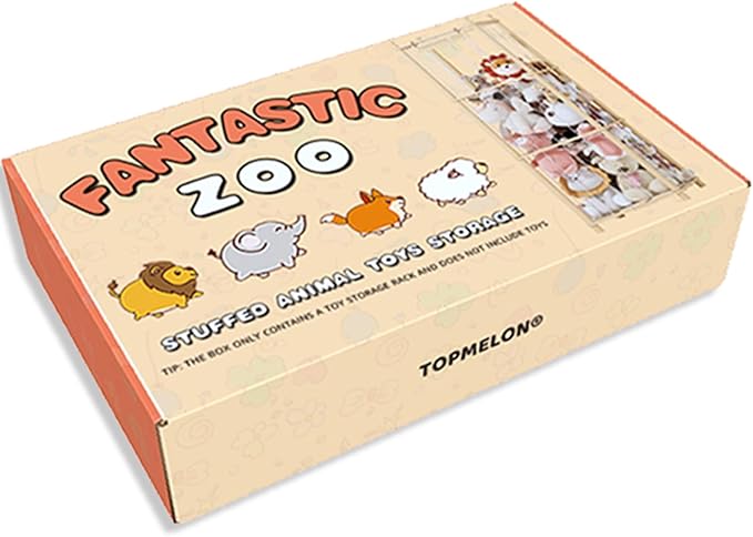 TOPMELON Stuffed Animal Zoo Storage, Cute Wooden Toys Tower for Kids, Large Capacity Plush Toy Organizer Holder for Playrooms & Children's Room (16.8??x 16.8??x 53.6??