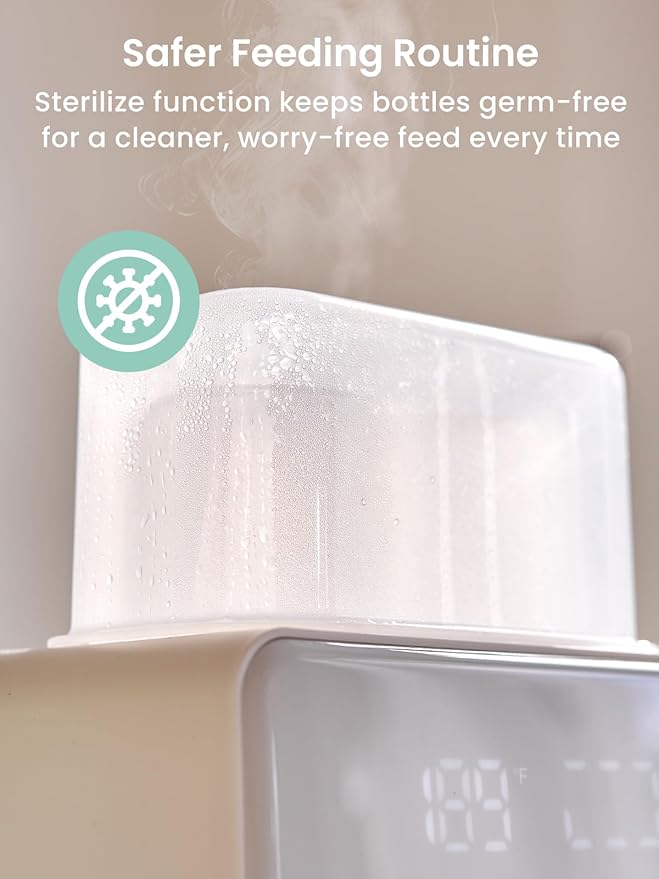 Baby Bottle Warmer, Grownsy 10-in-1 Fast Bottle Warmer Accurate Temp Control, with LCD Display, Timer, Defrost, Sterili-zing, Keep 24H, Double Bottle Warmer for Breastmilk& Formula, Heat Baby Food