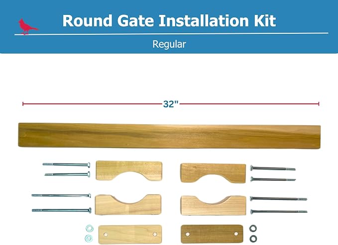 Cardinal Gates Regular Round Gate Installation Kit - 32 Tall Inch Stairway Banister Clamp - Hole & Adhesive Free - Fits Round Posts - Compatible with Hardware & Pressure Mounted Gates - Made in USA