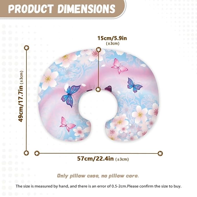 Cherry Blossom Butterfly Nursing Pillow Covers for Breastfeeding Pillow, Cozy Nursing Slipcover Breastfeeding Pillow Covers for Breastfeeding Mom
