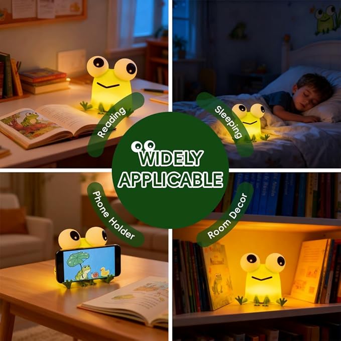 Cute Frog Night Light, Squishy Silicone Animal Lamp for Kids, Dimmable Rechargeable LED Bedside Light with Timer, Kawaii Frog Lamp for Nursery Bedroom Decor Gifts for Girls Boys