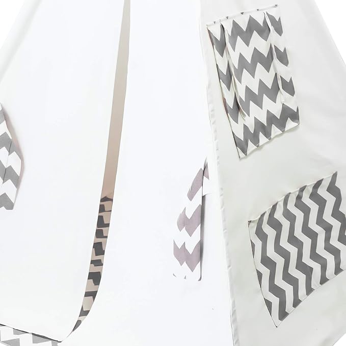 Boys Teepee Tent for Kids Teepee Baby Teepees for Boys Girls Baby Kids Tent Indoor Tepee Grey Chevron Tepees Toddler Tent with Floor & Carry Case