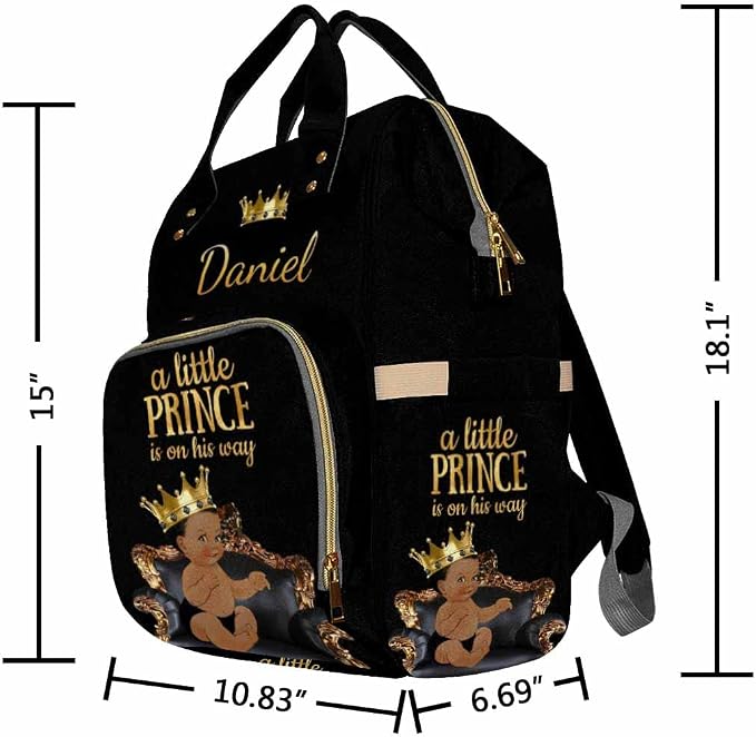 InterestPrint Custom Name Diaper Bag Backpack A Little Prince is on His Way Personalized Diapering Bag Nappy Bags Fashion Casual Daypack Travel Shoulder Bag for Unisex Hiking Camping Work