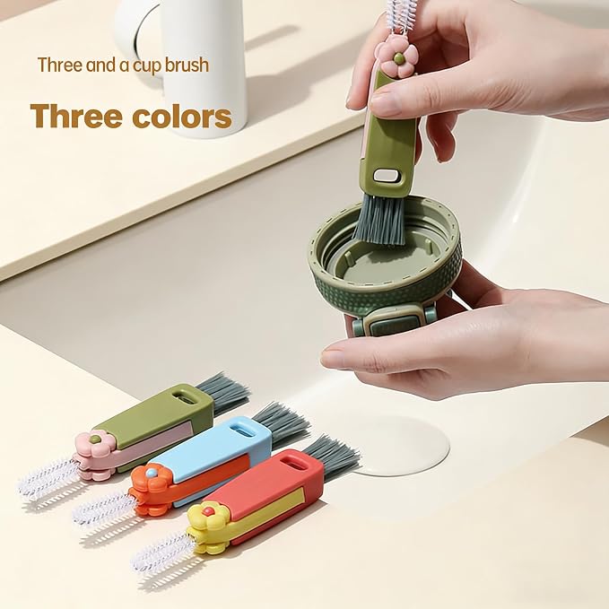 3 in 1 Cup Lid Cleaning Brush, 2026 Upgrade Multifunctional Crevice Portable Cup Lid Cleaning Brushes, Crevice Cleaning Brush for All Type Bottle Gap Tight Spaces Cups (Blue, 1pcs)