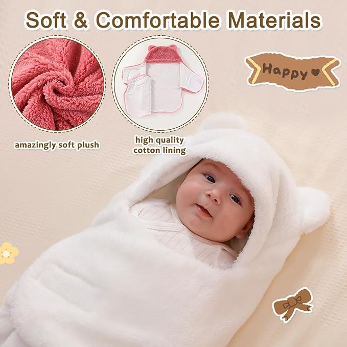 AiWMGL Baby Winter Fleece Swaddle Blanket Boys Girls Warm Soft Plush Sleeping Sacks Adjustable 0-3 Months Newborn Swaddling Wrap