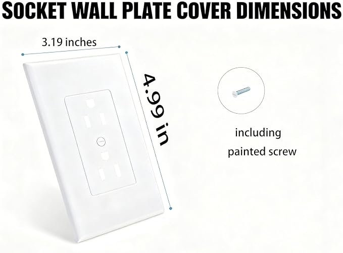 ZEFTV 20 Pack Duplex Outlet Covers Wall Plates 1-Gang Switch Outlet Electrical Cover Plate Unbreakable Thermoplastic Faceplate for Light Receptacle Outlet Switch, White