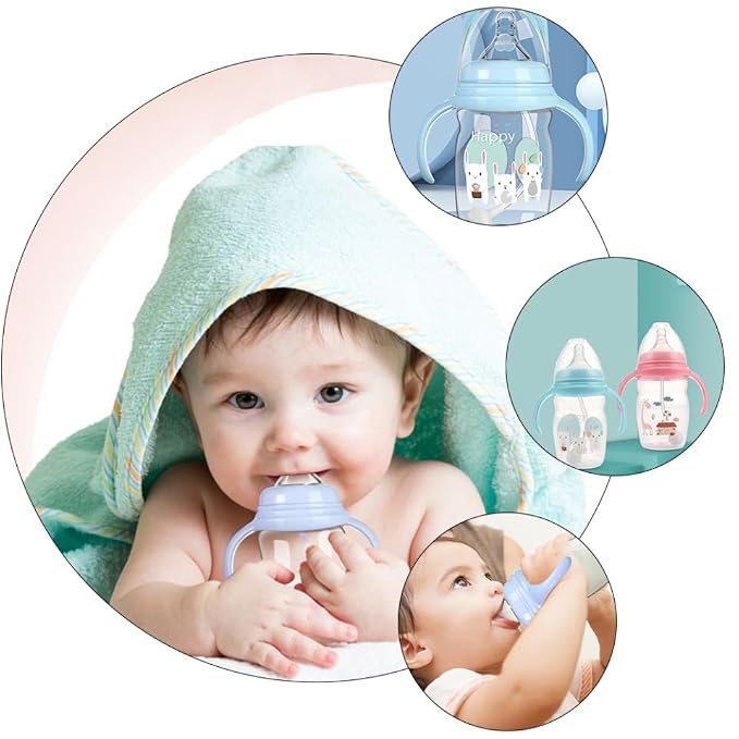 Milisten 1pc Boy Girl Straw Cup Boy Girl Milk Bottle Bloating Straw Bottle Double Handles