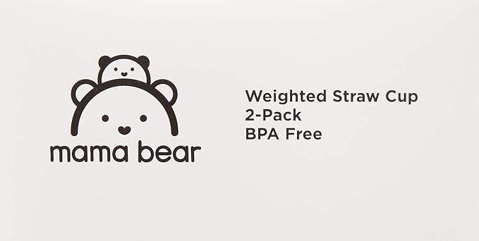 Amazon Brand - Mama Bear Spill Proof Dishwasher Safe Silicone Weighted Straw Sippy Cup with Removable Handles, BPA Free, 9 Ounces, Blue/Green, Pack of 2