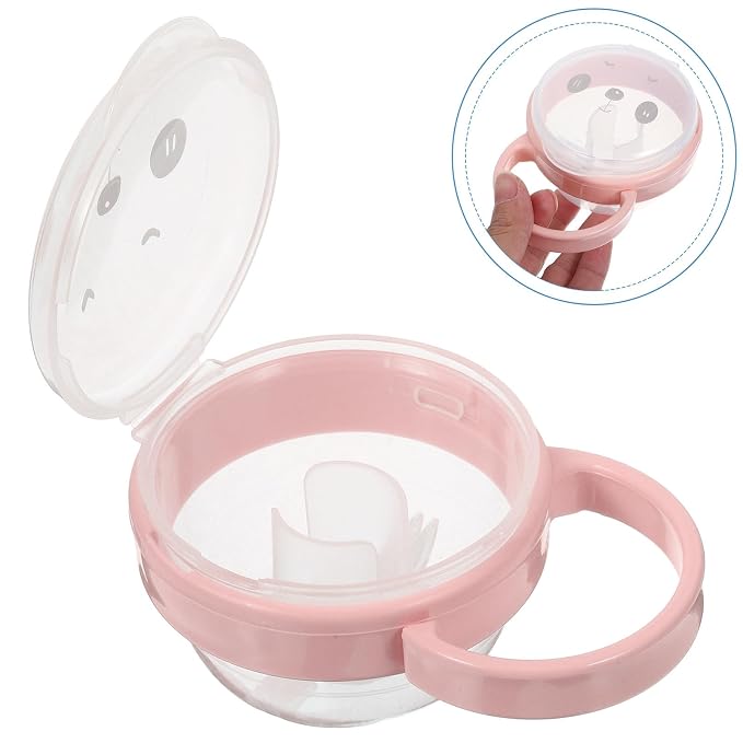 KOMBIUDA Portable Pacifier Case for Travel Holder Dustproof Storage Box with Hook for Hygiene Pink Animal Design