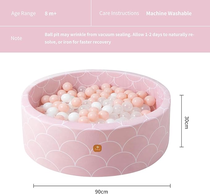 Foam Ball Pit 35.4"x 11.8" for Toddlers and Kids,Round Ball Pool Indoor Outdoor Baby Playpen,Ideal Gift for Infants,Balls not Included - Shell Pink