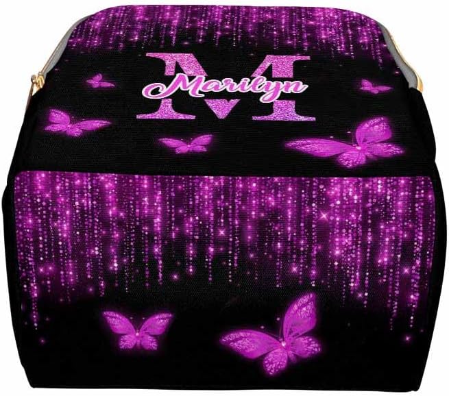 D-Story Customized Diaper Backpack - Waterproof Outdoor/Shopping Handbag, Multifunction Customized Newborn Gift - Colorful Butterfly