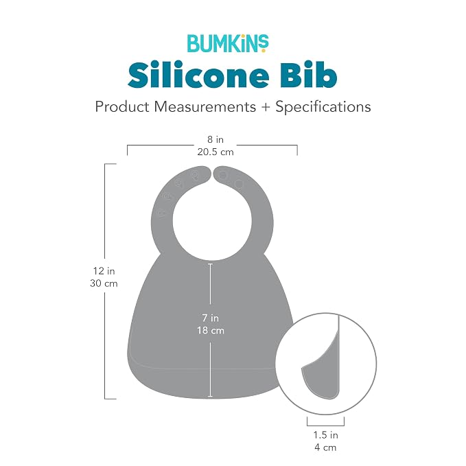 Bumkins Bibs, Silicone Pocket for Babies, Baby Bib for Girl or Boy, for 6-24 Months Up to Toddler, Essential Must Have for Eating, Feeding, Baby Led Weaning Supplies, Mess Saving, Ocean Life Blue