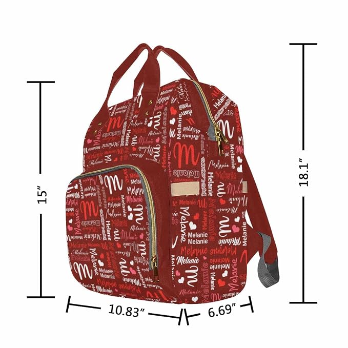 InterestPrint Personalized Monogram Name Custom Nursing Diaper Nappy Casual Daypack Shoulder Backpack Bag for Sister BFF Shopping Present
