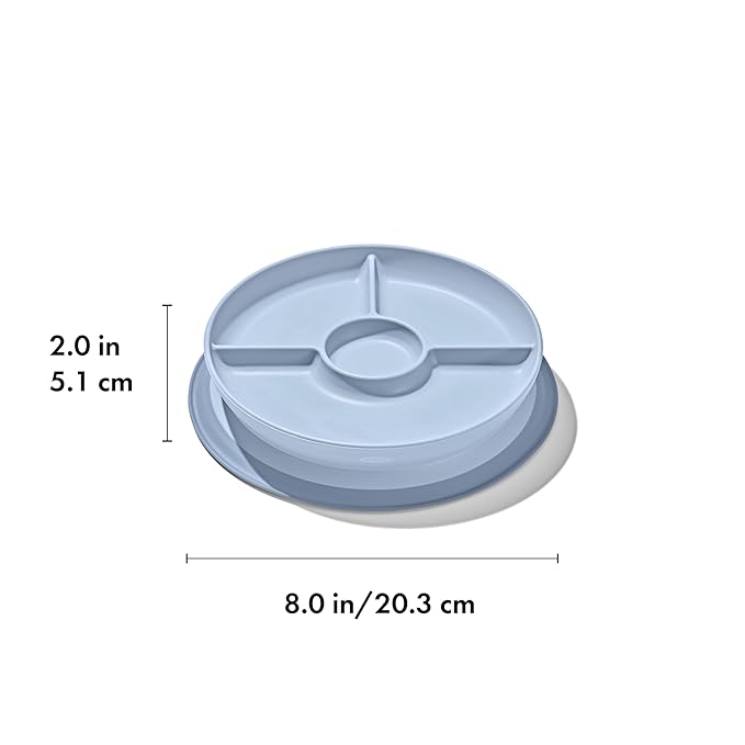 OXO Tot Stick and Stay Suction Divided Plate - Dusk (Pack of 3)