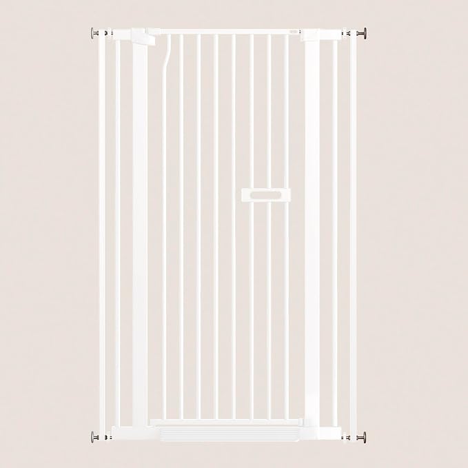 55.1" Extra Tall Dog Gate Indoor for Doorways, 30.1-33.8" Wide Cat Pet Gate for Stairs, 1.37" Gap No Drilling Auto Close High Pressure Mounted for Kitchen/Hallways, White