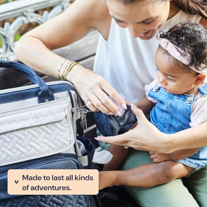 BabbleRoo Diaper Bag Backpack, Multifunction Large Bags with Changing Pad & Stroller Straps & Pacifier Case, Unisex Stylish Travel Back Pack Nappy Changing Bag for Moms Dads (Dark Gray)