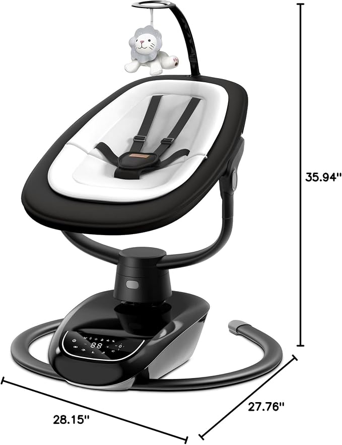 Angelbliss Baby Swing with Custom Motion, 3D-Motion Electric Swing with 6 Unique Motions & 4-Speeds, Bluetooth Enabled, 13 Preset Lullabies (Black)
