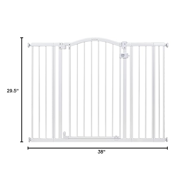Ingenuity Extra Tall & Wide Safety Pet and Baby Gate, 29.5"-53" Wide, 38" Tall, Pressure or Hardware Mounted, Install on Wall or Banister in Doorway or Stairway, Auto Close Walk-Thru Door - White