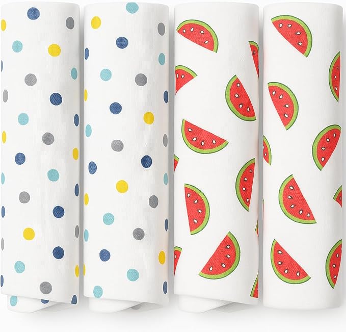 100% Muslin Swaddle Blankets, Baby Receiving Blankets for Newborn, Unisex, Soft, Warm and Cozy, Pack of 4, Size 47 x 47 Inches, Gift for Mom – Watermelon
