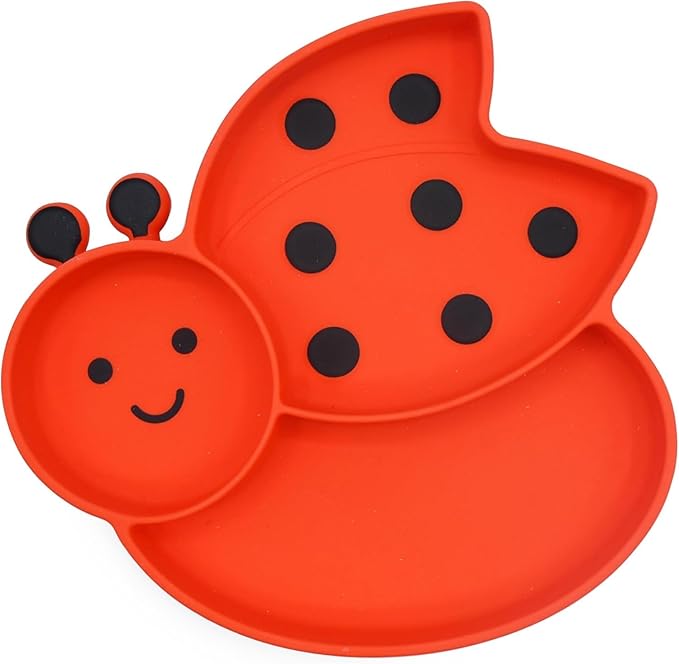 melii Silicone Suction Plate for Babies & Toddlers | Divided Baby Led Weaning Plate, BPA-Free, Non-Toxic, Dishwasher & Microwave Safe, Fits Most High Chairs, 6+ Months (Ladybug)