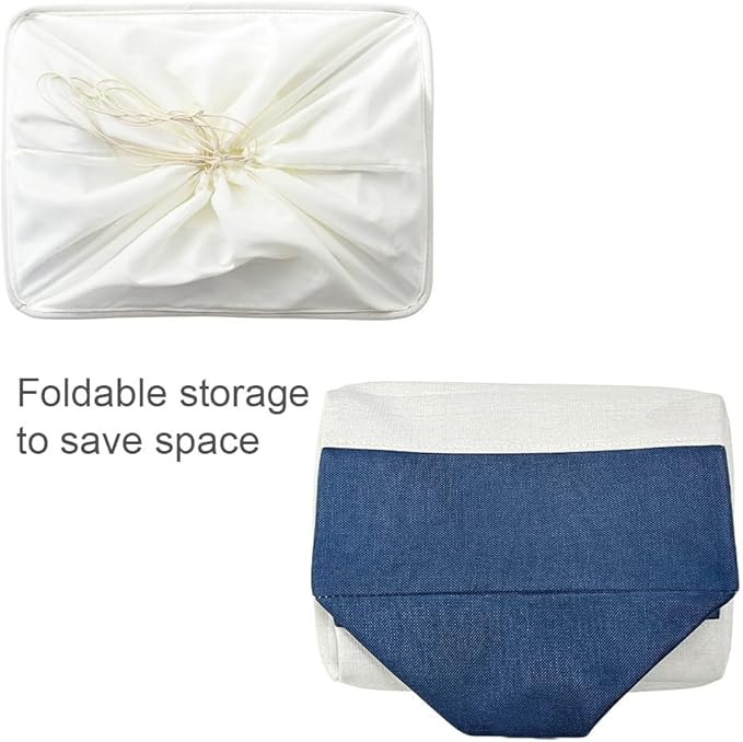 TheWarmHome Organization and Storage Basket for Shelves - Jumbo 3 Pack 20x16x14 inch Collapsible Storage Bins for Organizing, Canves Storage Cubes for Gift Organizer Toys Closet (White & Jean Blue)