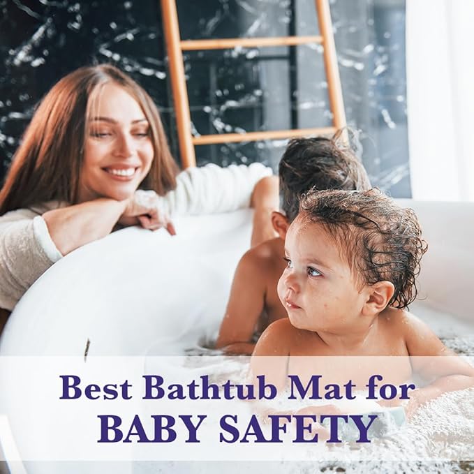Epica Non Slip Bathtub Mat | Real Rubber Bath Mat for Tub, Shower, Baby Safety, Kids, Pet Dog, Soft No-Slip Nonskid, 16??x 28