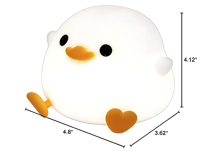 Amaredom DoDo Duck Night Light, Cute Duck Lamp, Silicone Dimmable Nursery Nightlight, Rechargeable LED Bedside Lamp with 20 Minutes Timer & Tap Control Baby Girls Women Bedrooms, Living Room