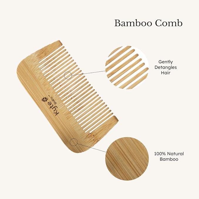 Kyte BABY Bamboo 3-Piece Brush Set - 1 Goat Hair Brush, 1 Wooden Bristle Brush and 1 Bamboo Comb