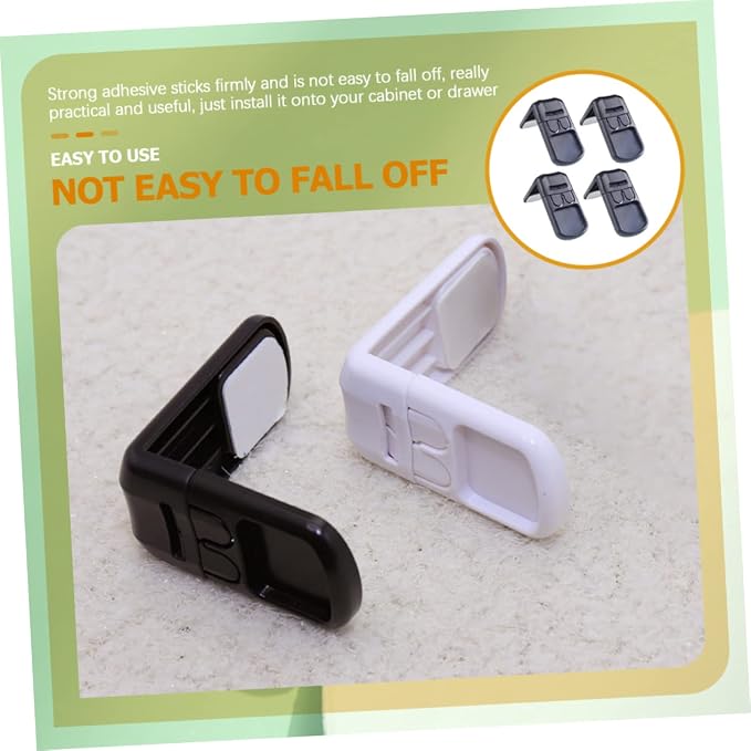 4pcs Boy Girl Safety Cabinet Lock Drawer Locks for Proofing Easy Install Punch Design Black Childproof Furniture Safety