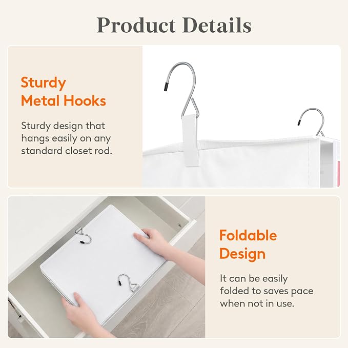 Lifewit 6 Shelf Weekly Clothes 0rganizer for Kids 2 Pack, Baby Hanging Closet Storage with Color Labels for School Outfits, Todder Clothing Divider with Days of The Week Monday to Frida Weekend White