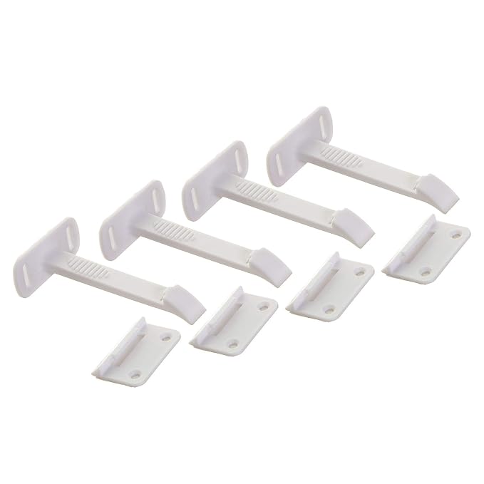 Dreambaby Adhesive Safety Latches for Cabinets & Drawers - Extra Long, 4 Pack