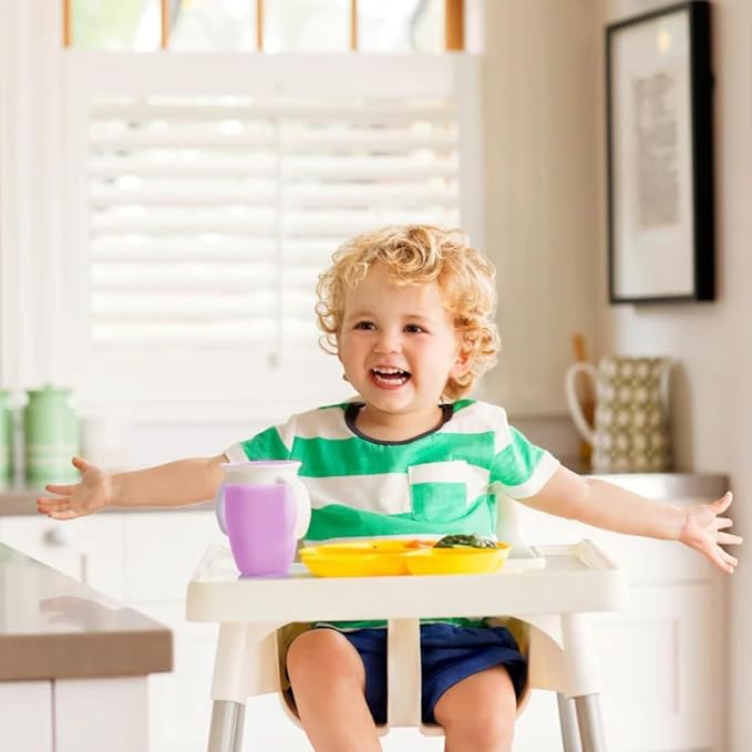 Munchkin Miracle 360 Cups for Toddlers sippy cups, toddler cups spill proof with Dentist Recommended Spoutless Design, BPA-Free Kids Cups, Easy to Clean, 7oz, 6 Months (Lilac, 2 Count)
