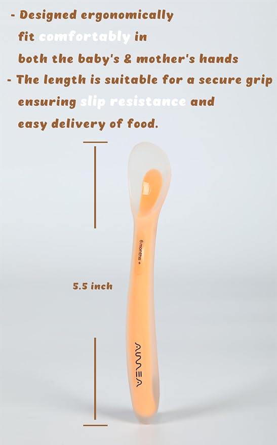 Baby Spoons 2-Pack | Soft Silicone First Stage Feeding Spoon Set with Travel Case | Stage-Based Design for 0-6m & 6m+ | BPA-Free, Gum-Friendly for Infant & Toddler | Lime + Peach
