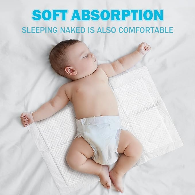 Baby Disposable Changing Pad, 100 Pack Soft Non-Woven Fabric Breathable Waterproof Underpads, Portable Leak-Proof Mattress Protector, Incontinence Bed Pads
