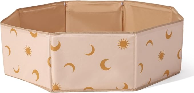 GOGOSO Foldable Ball Pit for Toddlers Large Soft Indoor Outdoor Pop Up Baby Kids Infant Ballpit Big Collapsible Puppy Dog Cat Pits with Basketball Hoop (Balls Not Included) Moon