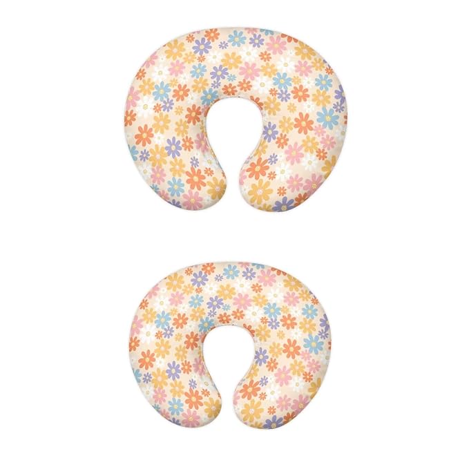 Cartoon Hippie Flower Nursing Pillow Cover for Baby Boy Girl Breastfeeding Nursing Pillow Slipcovers Super Soft Breathable and Washable