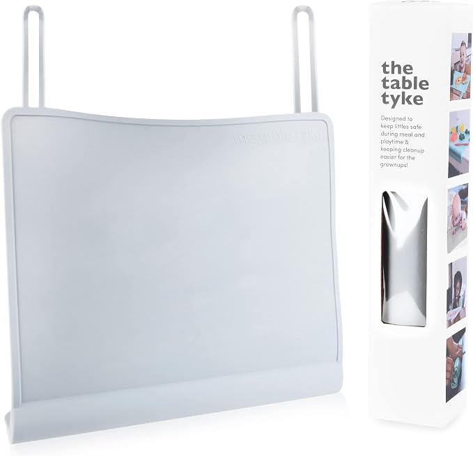 The Table Tyke Table Tyke Placemat XL Silicone Baby Placemat with Teething Edge Bumper - Waterproof Toddler Table Mat for Eating, BPA Free, Dishwasher Safe (Grey)