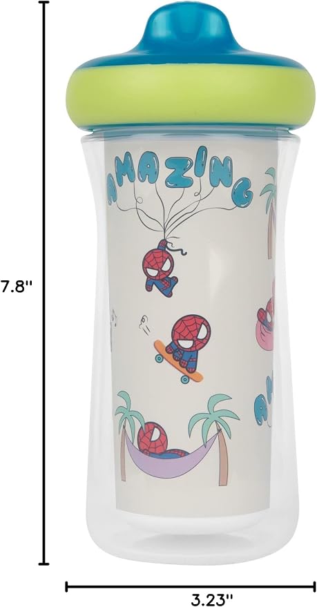 The First Years Marvel Insulated Sippy Cups - Spill Proof Insulated Toddler Cups with Bite-Resistant Hard Spout - 9 Ounces - 2 Count