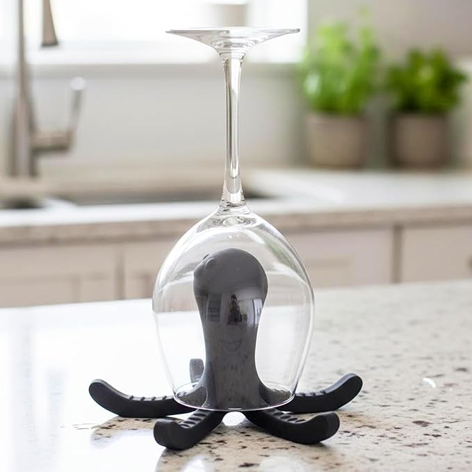 3D Octopus Bottle & Glass Dryer Stand, 4Pcs Printed Fun and Functional Dish Drainer for Cups, Bottles, Mugs, and More - Unique Kitchen Accessory, Non-Slip Design for Efficient Drying