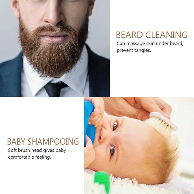 Soft Goat Hair Brush for Men or Women - Beard and Hair Cleaning Brush for Home Use, Styling or Detangling, Ideal for Curly Hair and Blow Drying