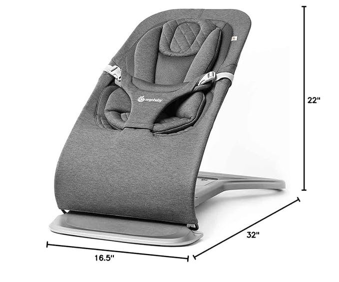 Ergobaby Evolve 3-in-1 Bouncer, Adjustable Multi Position Baby Bouncer Seat, Fits Newborn to Toddler, Charcoal