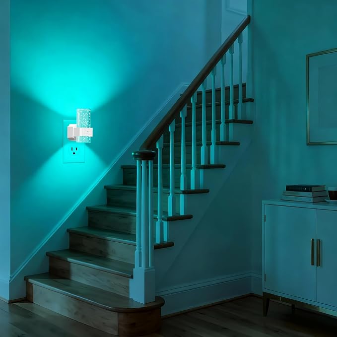 easuntec Plug in Night Light with Auto On/Off, Night Lights Plug into Wall, Dusk to Dawn Sensor, Color Changing Night Light, Dimmable, for Bedroom, Nursery, Ideal for Kids, Elderly and Parents (White)